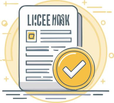 ilustración de documento con cheque marca símbolo, concepto de aprobación, verificación, y terminado Tareas vector