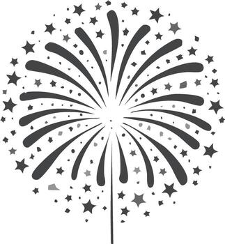 dinámica explotando Fuegos artificiales ilustración con dispersado estrellas y festivo elementos vector