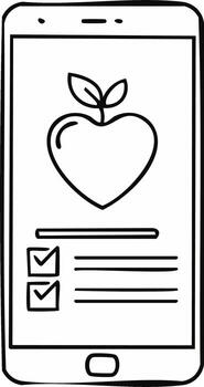 Smartphone with Heart Icon on Screen Symbolizing Health App and Checkboxes for Tracking Progress vector