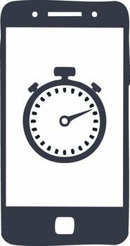 Mobile Phone Displaying Stopwatch Application for Timing Tasks and Managing Deadlines vector