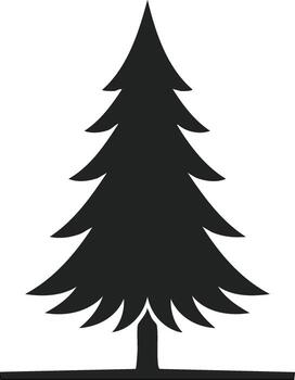 Dark Silhouette of a Forest Evergreen Tree with Simple Shape and Base vector