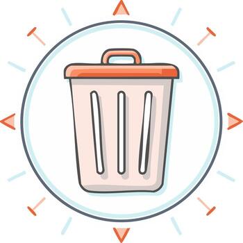 Simple hand drawn style trash can or recycling bin icon for digital delete waste management vector
