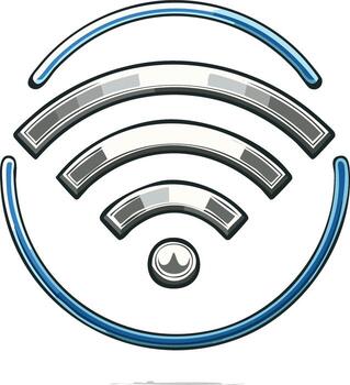 estilizado Wifi señal indicador con Progreso barras y azul contornos vector