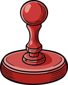 Illustration of a red rubber stamp with a round base and handle vector
