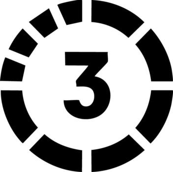 Black and white countdown timer with number three vector