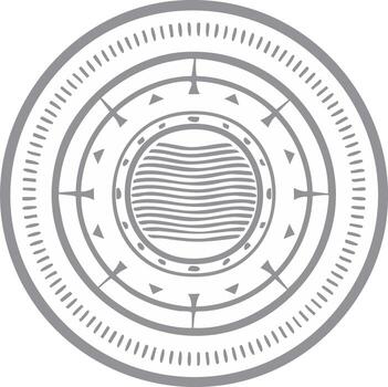 Stylized circular design featuring abstract wave pattern and markers vector