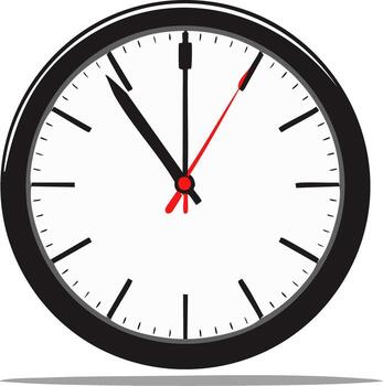 Wall Clock with Black Frame Displaying Time with Minute Second and Hour Hands vector