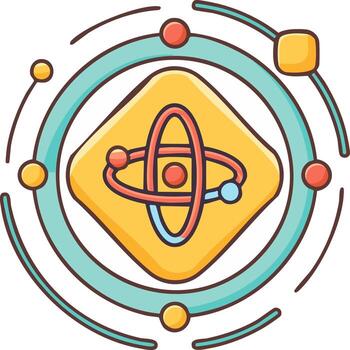 Stylized atom icon with orbiting electrons a concept for science and technology vector