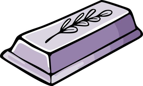 Decorative Bar with Branch Design, Rectangular Shaped Slab, Isolated Art Style vector