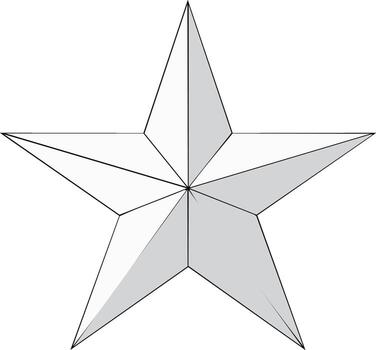 Five Pointed Star Geometric Shape with Shading and Outline vector