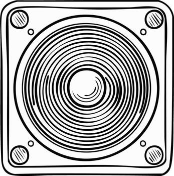 Circular Pattern in Square Speaker Design with Rounded Edges and Detail Accent vector