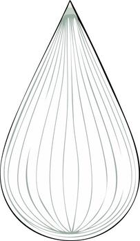 Abstract teardrop illustration with converging lines, geometric graphic vector