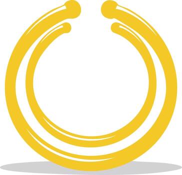 Abstract golden open circular frame, gold geometric shapes, circle element, curve design vector