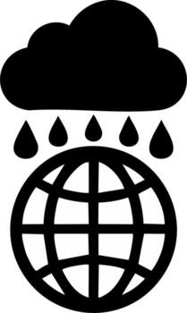 Rain falling from cloud over the globe concept for weather forecast and environment vector