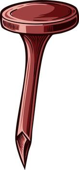 Illustration of a red nail with flat head and sharp point for construction projects vector