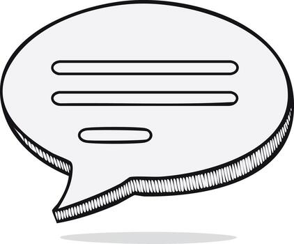 Sketch style speech bubble with communication lines, chat dialog vector