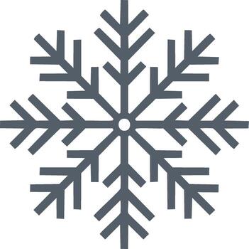 Stylized snowflake icon with six intricate symmetrical arms and a central circle vector