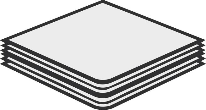 Isometric Stack of Blank Square Pages or Cards with Rounded Corners vector