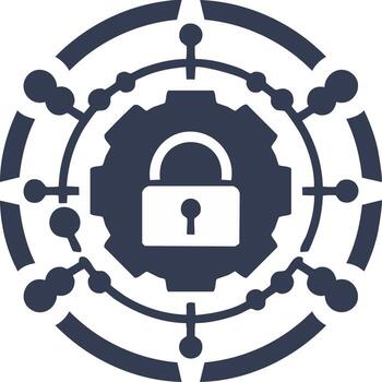 A circular icon with a padlock and a circle around it vector