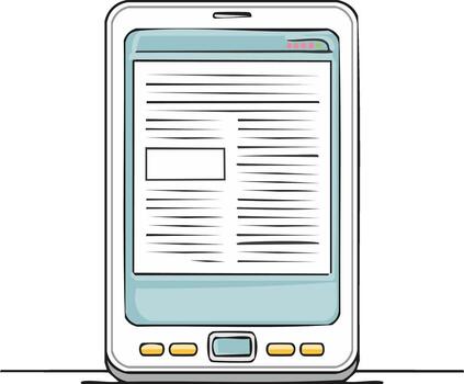 Ebook reader illustration device showing information on screen graphic design vector