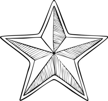 Isolated Hand-Drawn Five-Pointed Star with Lines Sketch vector
