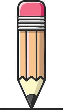 Drawn pencil cartoon icon with eraser creating line on white background vector