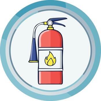 Illustration of Red Fire Extinguisher with Flame Symbol in Circular Frame vector