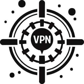 VPN connection and security concept icon with target graphic for data privacy vector