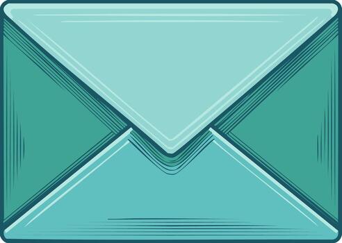 Teal Envelope Illustration with Angular Design and Subtle Texture vector