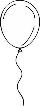 Simple Line Art Drawing of a Party Balloon with Wavy String vector