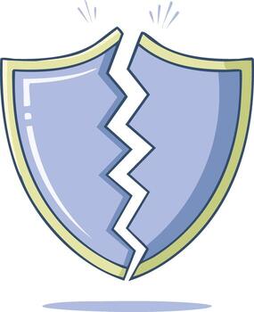Broken Shield Illustration Showing Vulnerability and Defeat vector