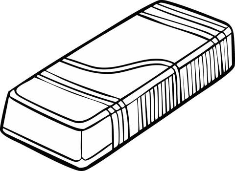 Linear Drawing of a Soap Bar or Rectangular Eraser for Artwork or Diagrams in Black and White vector