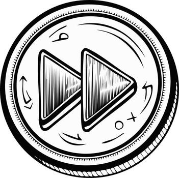 Play Button Doodle with Forward Arrows and Scratched Lines for Audio Controls vector
