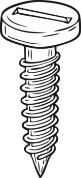 Slotted head screw line art illustration construction hardware element isolated object vector