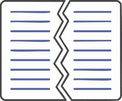 Rasgado documento papel con zigzag q.e.p.d y azul texto líneas representando separación o contrato terminación vector