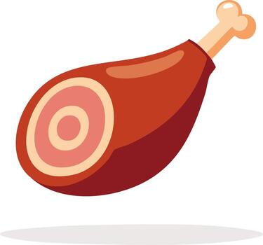 illustration of a cooked ham hock with a bone and circular meat layers vector