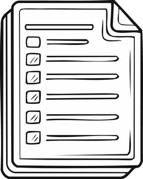 Hand drawn checklist illustration of a to do list with completed tasks on a stack of papers vector