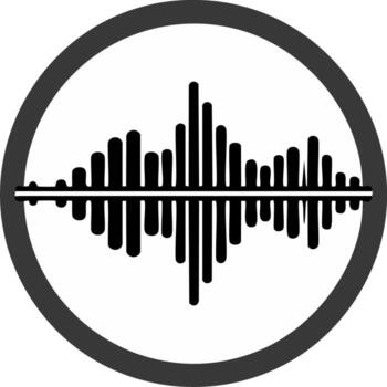 audio espectro sonido forma de onda dentro un circulo marco gráfico ilustración vector