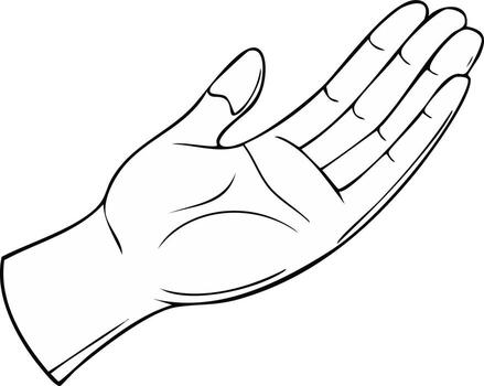 Open Hand Illustration Showing Palm and Fingers in Line Art Style for Presentation or Design Element vector