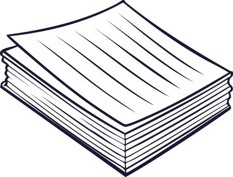 Simple outline drawing of a stack of blank white paper sheets, perfect for office, school, or document concepts vector