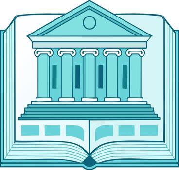 Open Book With Classical Building Facade Design vector