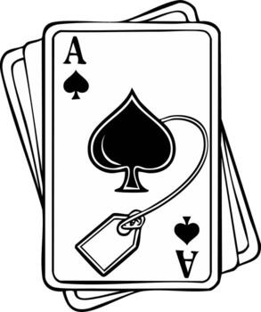 Ace of Spades playing card with a tea bag string and tag illustration vector