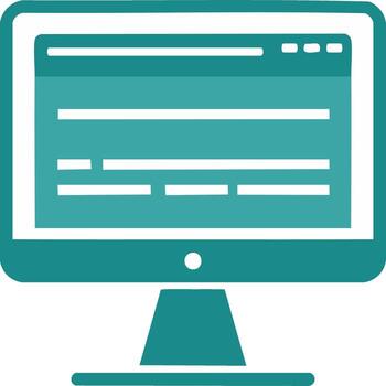 Modern teal computer monitor display with abstract content on screen vector