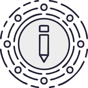 Stylized Pencil Icon Surrounded by Connected Circles and Lines for Digital Design vector