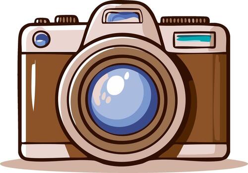 retro cámara ilustración con lente y destello vector