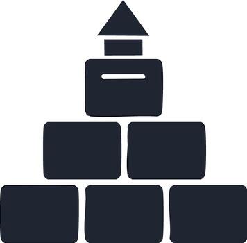 Stacked rectangular blocks with pyramid, creating a simple building structure, architectural concept, geometric design vector