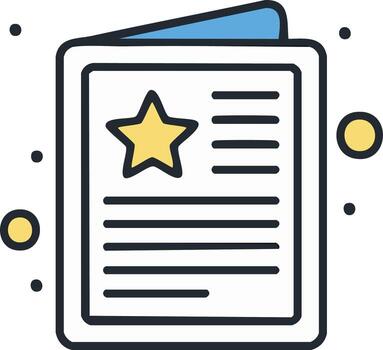Abstract document icon with a golden star and text lines, representing achievement or quality rating vector