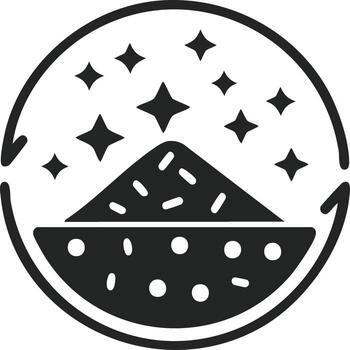 Cleaning process icon showing dirt being converted into shiny stars in circular loop vector