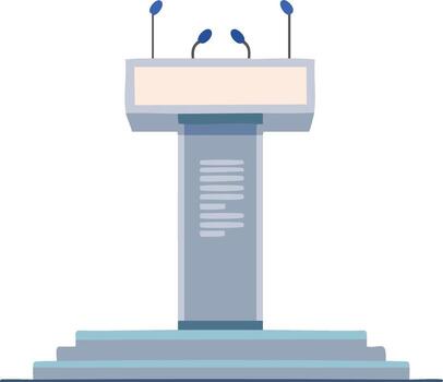 Illustration of an empty speech podium with microphones, flat design style vector