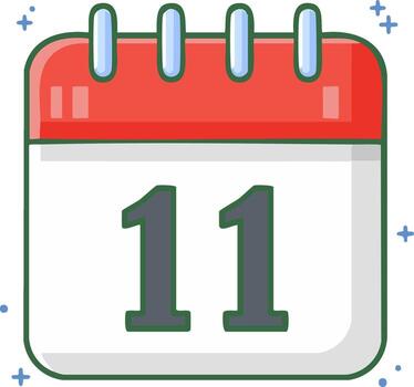 Cartoon calendar icon showing day eleven for schedule planning and event reminders vector